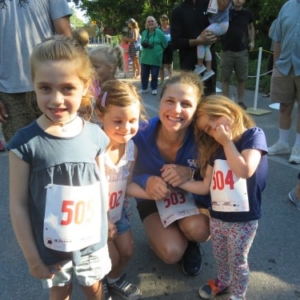 Kenna and Daughters Waiting for start of Kids' Race